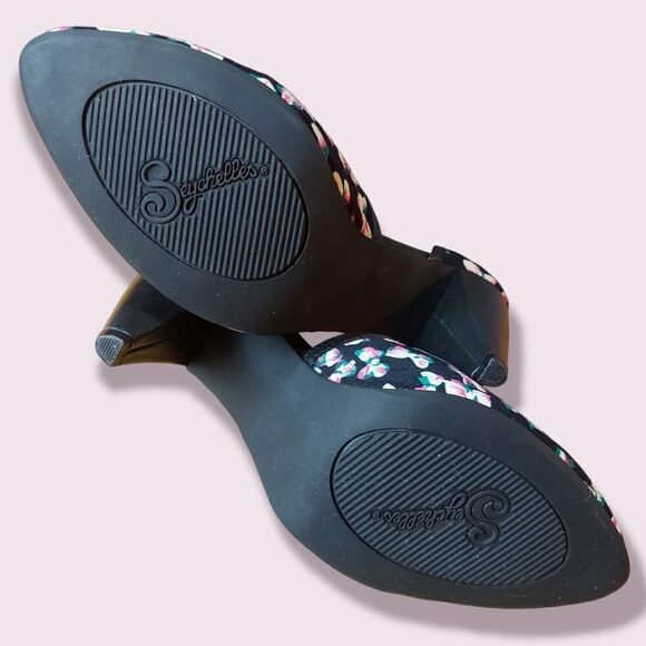 Seychelles Rockabilly Retro Pinup Black Bow Heels Size 7.5 - Picture 9 of 10